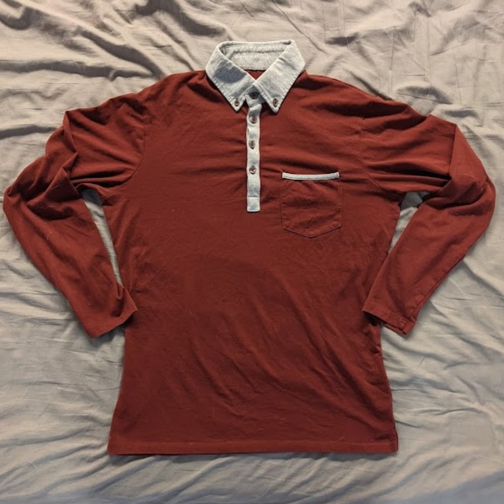 State & Liberty Maroon Long-sleeve Polo